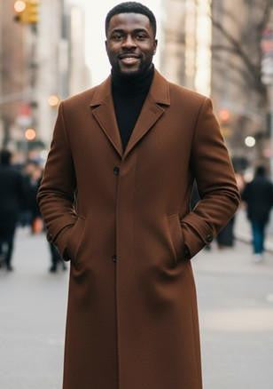 Men's Black Single Breasted Full Length Top Coat Seattle Men's Cognac Single Breasted Full Length Top Coat Seattle USA Men's Outlet