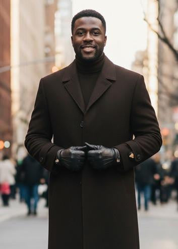 Men's Brown Single Breasted Full Length Top Coat Seattle by USA Men's Outlet