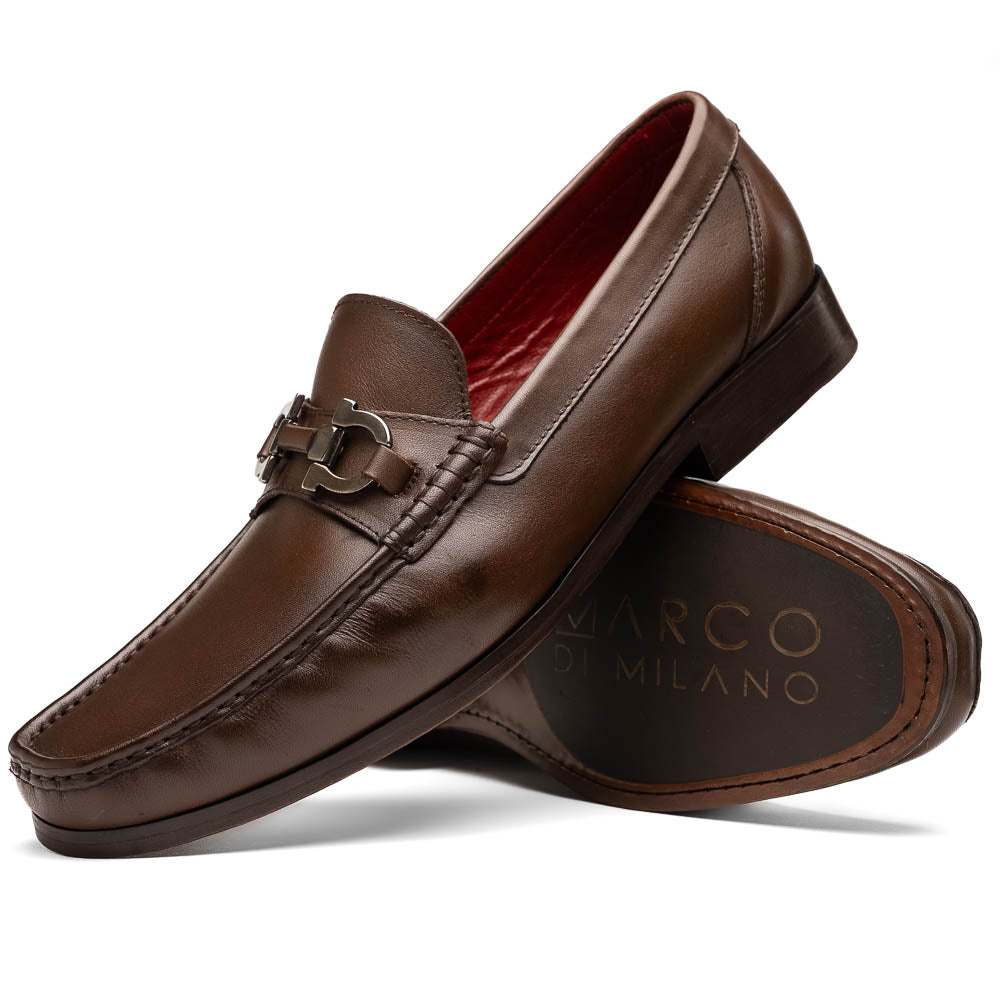 Marco Di Milano Cassarano Men's Calfskin Leather Loafers Brown