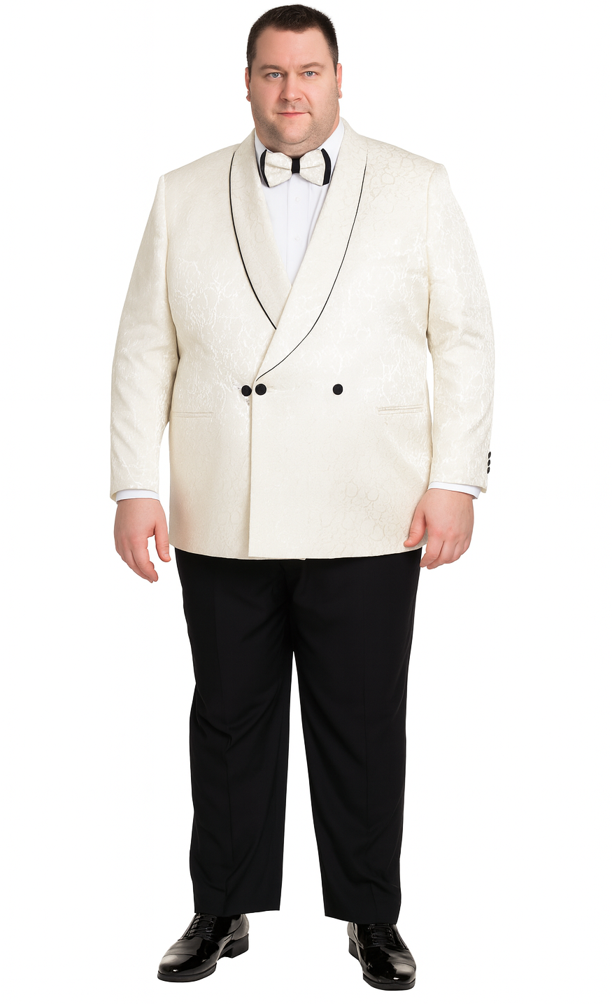 Champagne Double Breasted Paisley Tuxedo – Three Piece Set