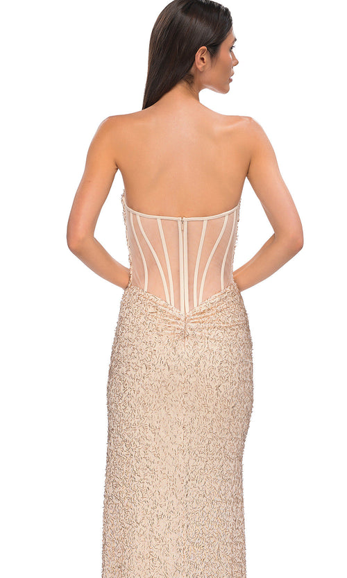 La Femme 32794 Draped Detailed Strapless Prom Gown