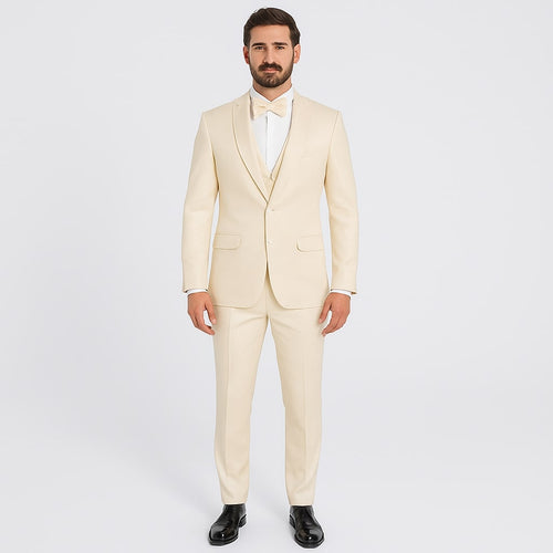 Champagne Satin Tuxedo Set – 4-Piece Look for Weddings & Proms