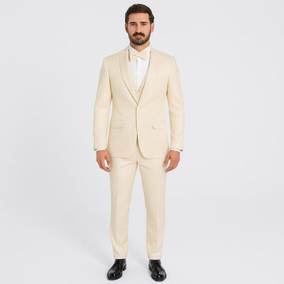 Champagne Satin Tuxedo Set - 4-Piece Look for Weddings & Proms by Tazzio