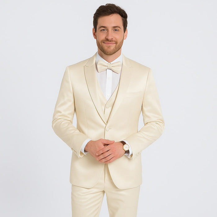 Champagne Satin Tuxedo Set - 4-Piece Look for Weddings & Proms by Tazzio
