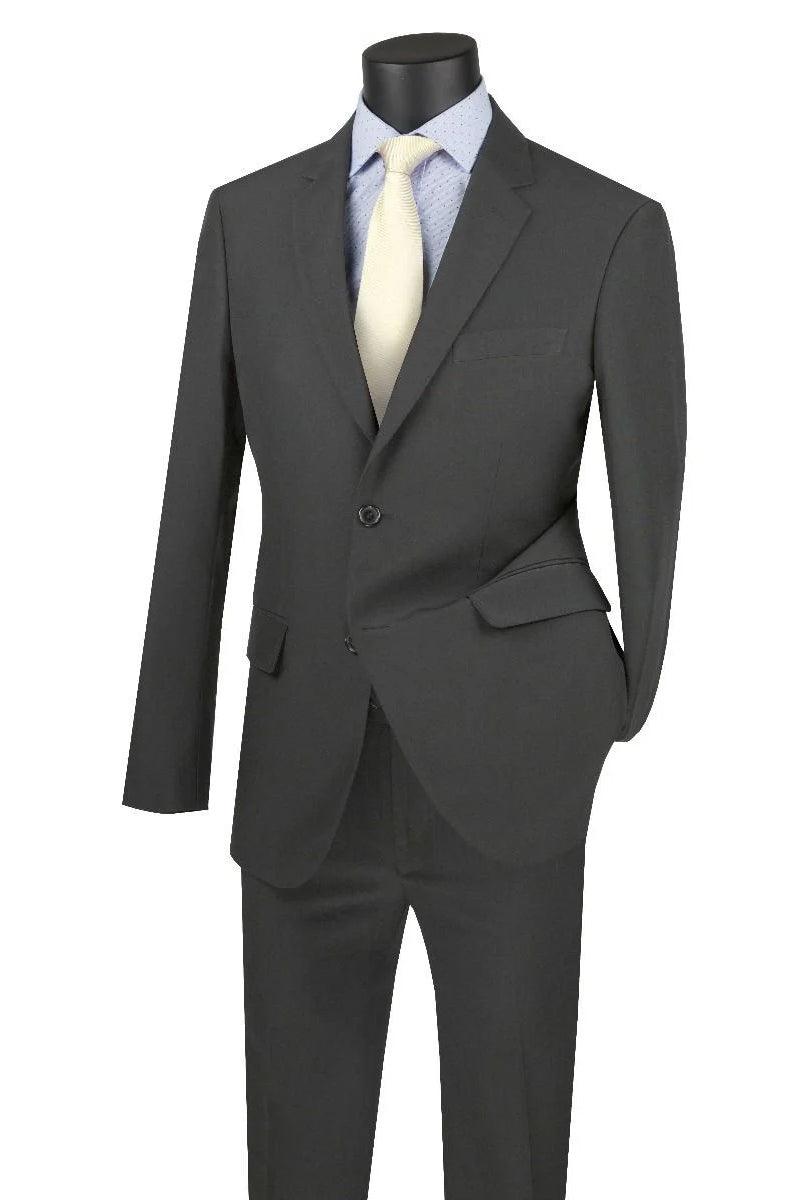 "Charcoal Grey Wool-Blend Suit: Apollo King Modern Fit" - Elegant Mensattire