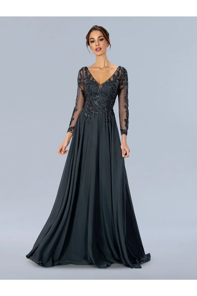 Charcoal Mother of Bride Dress 3/4 Sleeve Gown Stella Couture 24308