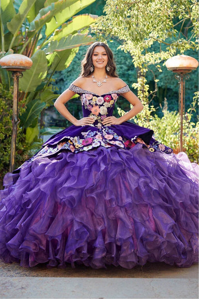 Charro Off Shoulder Ruffled Ball Gown by Bella Princess PQ1050