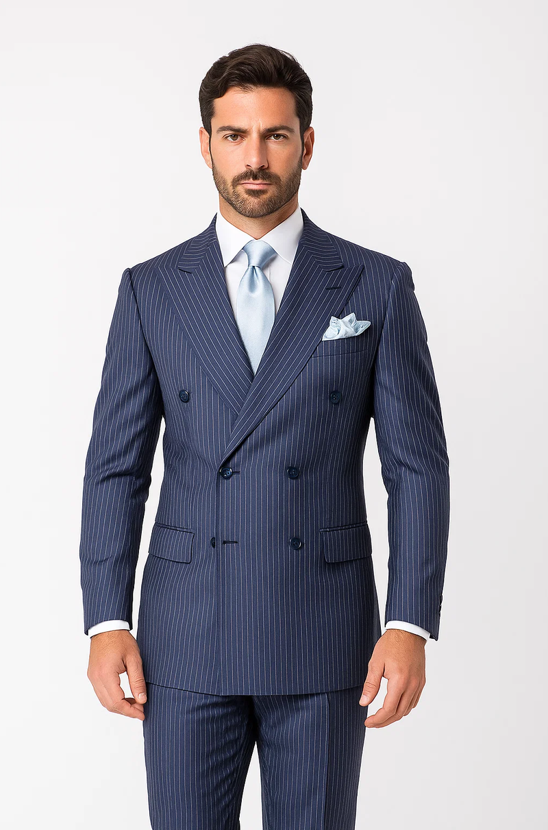 Navy with White Pinstripe Color by Rossiman