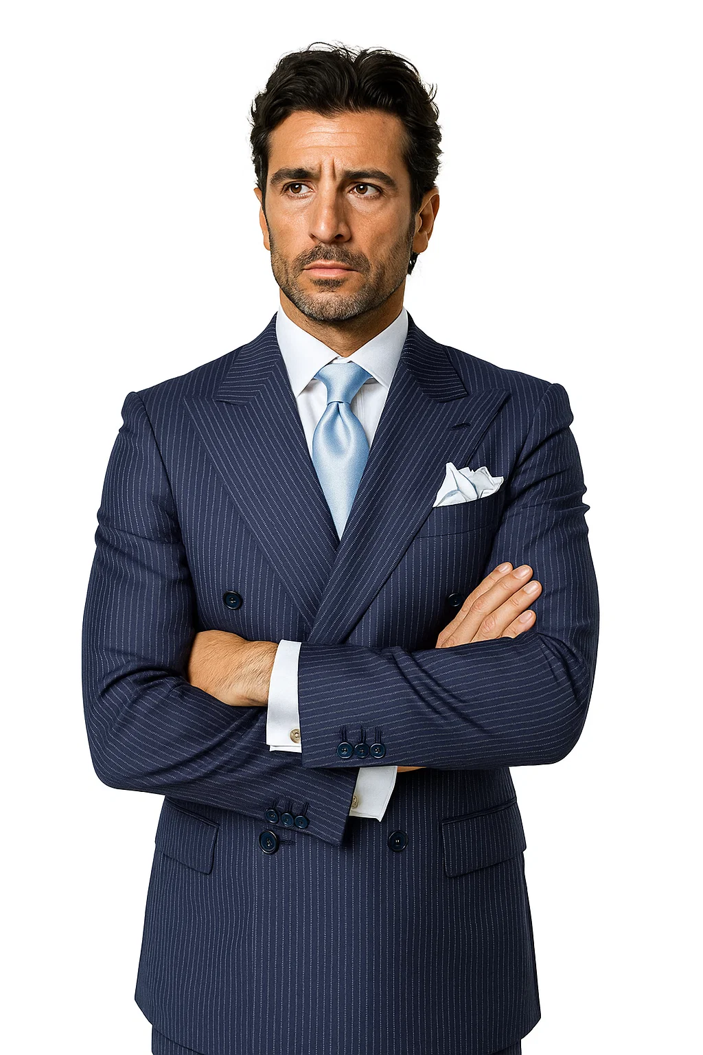 Navy with White Pinstripe Color by Rossiman