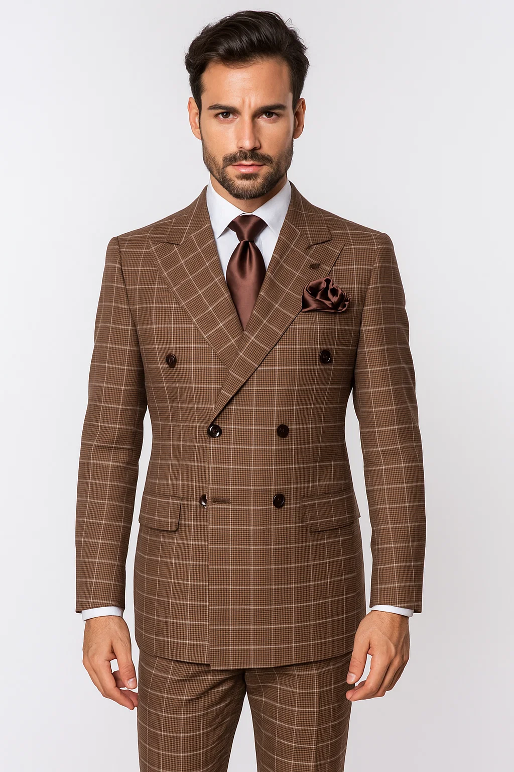 Classic Fit in Brown Plaid Color by Rossiman