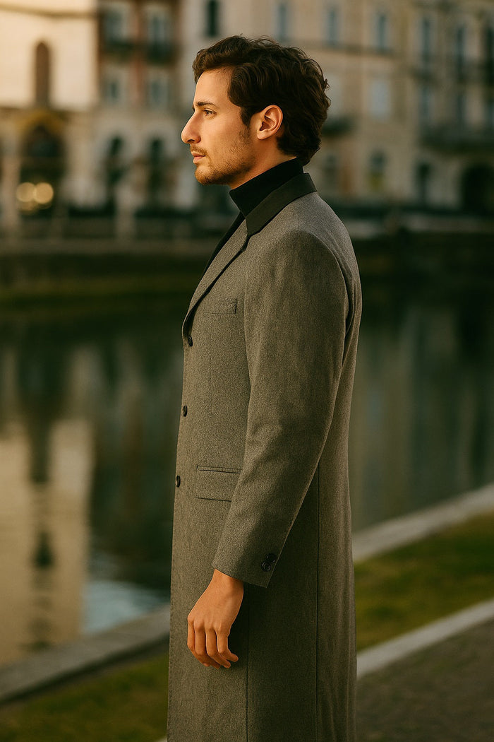 Herringbone Wool & Cashmere Chesterfield Overcoat by AlbertoNardoniStore