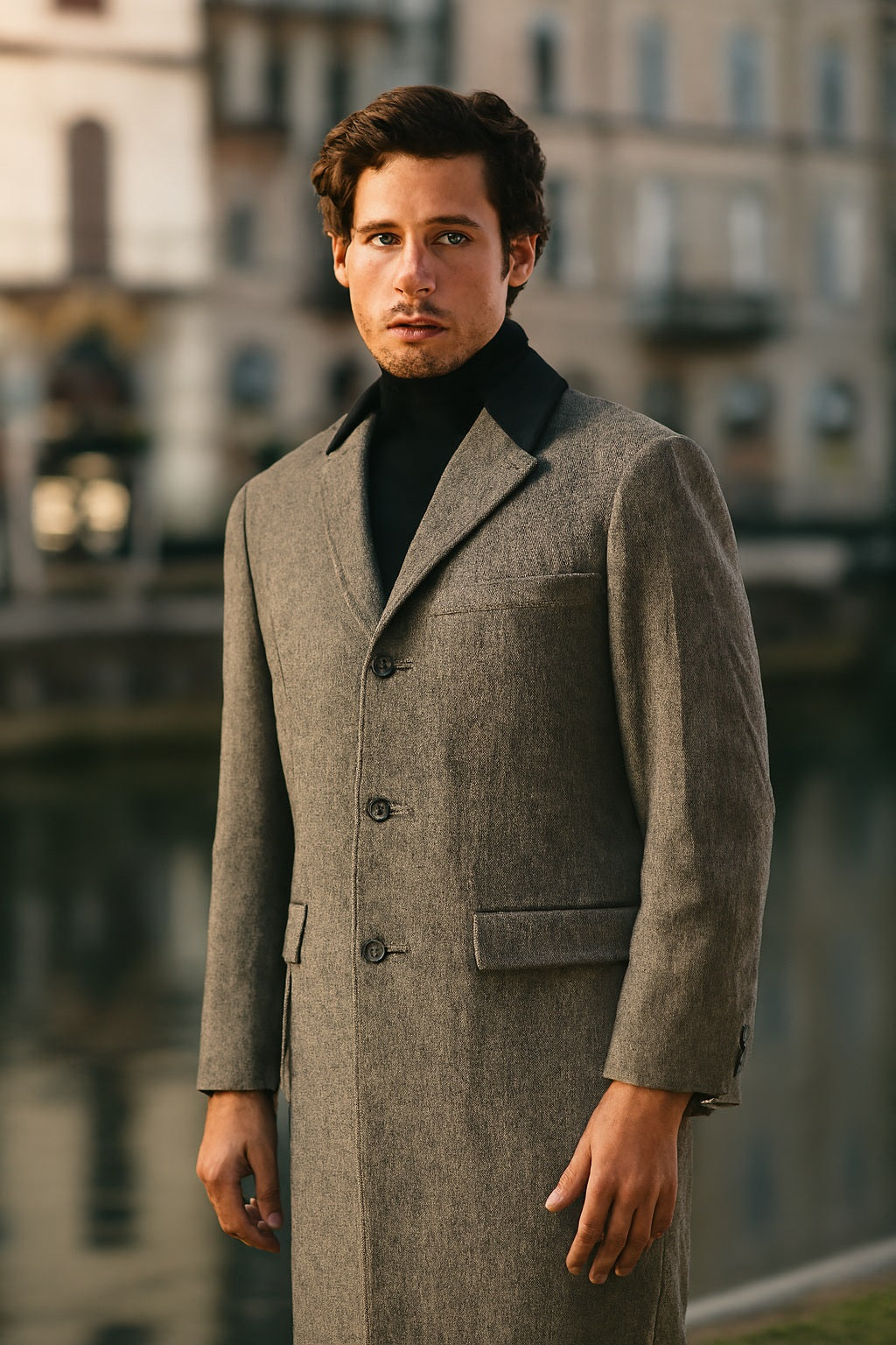 Herringbone Wool & Cashmere Chesterfield Overcoat by AlbertoNardoniStore