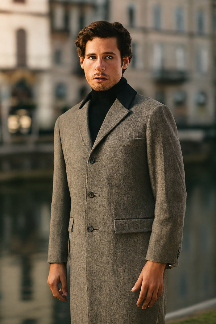 Herringbone Wool & Cashmere Chesterfield Overcoat by AlbertoNardoniStore