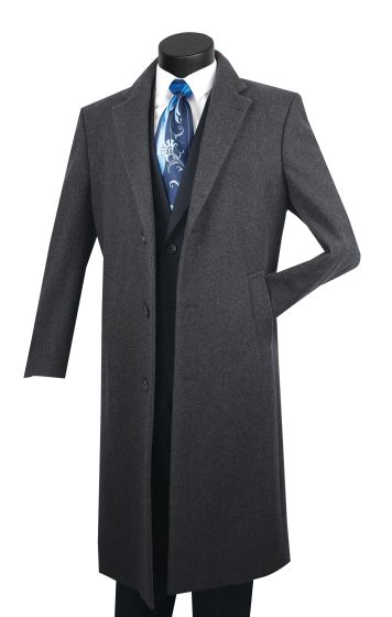 Men's Classic Wool & Cashmere Overcoat in Black