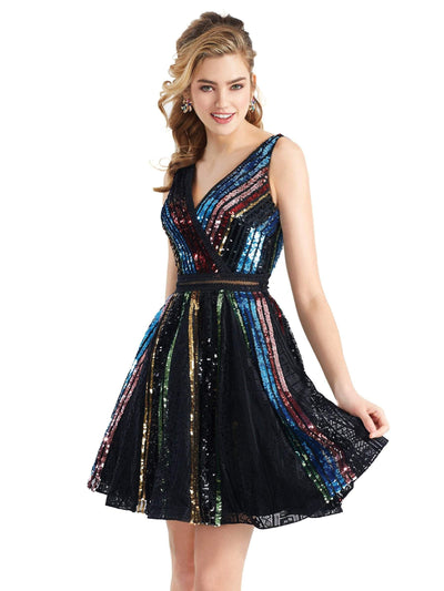 Clarisse 3948 A-Line Plunging V-Neck Corset Lace-Up Back Open Back Floor-Length Homecoming Dress