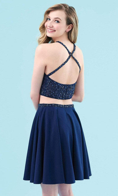 Clarisse 3958 A-Line Sweetheart Halter Open Back Beaded Chiffon Homecoming Dress
