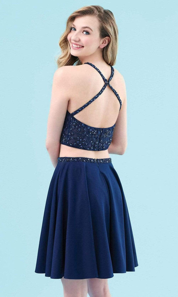 Clarisse 3958 A-Line Sweetheart Halter Open Back Beaded Chiffon Homecoming Dress