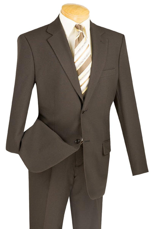 Classic Brown Vinci Men's 2-Button Poplin Suit - Elegant Mensattire
