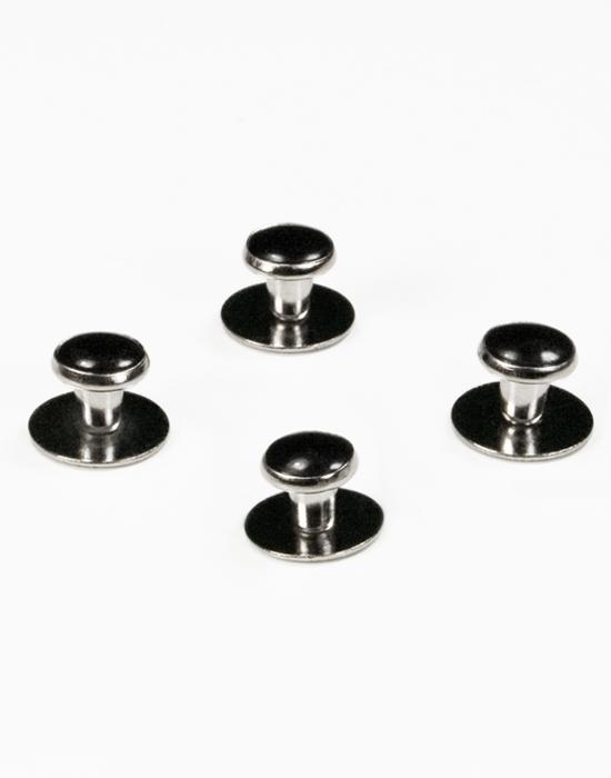 Black Enamel Inset with Silver Setting Studs Set - Classic Collection