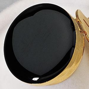 Black Enamel with Gold Trim Button Cover - Classic Collection