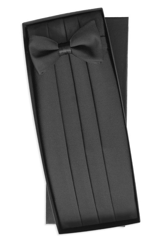 Black Silk Cummerbund & Bow Tie Set Classic Collection