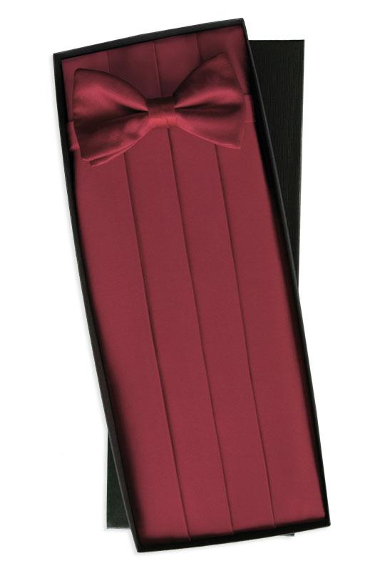 Burgundy Silk Cummerbund & Bow Tie Set Classic Collection