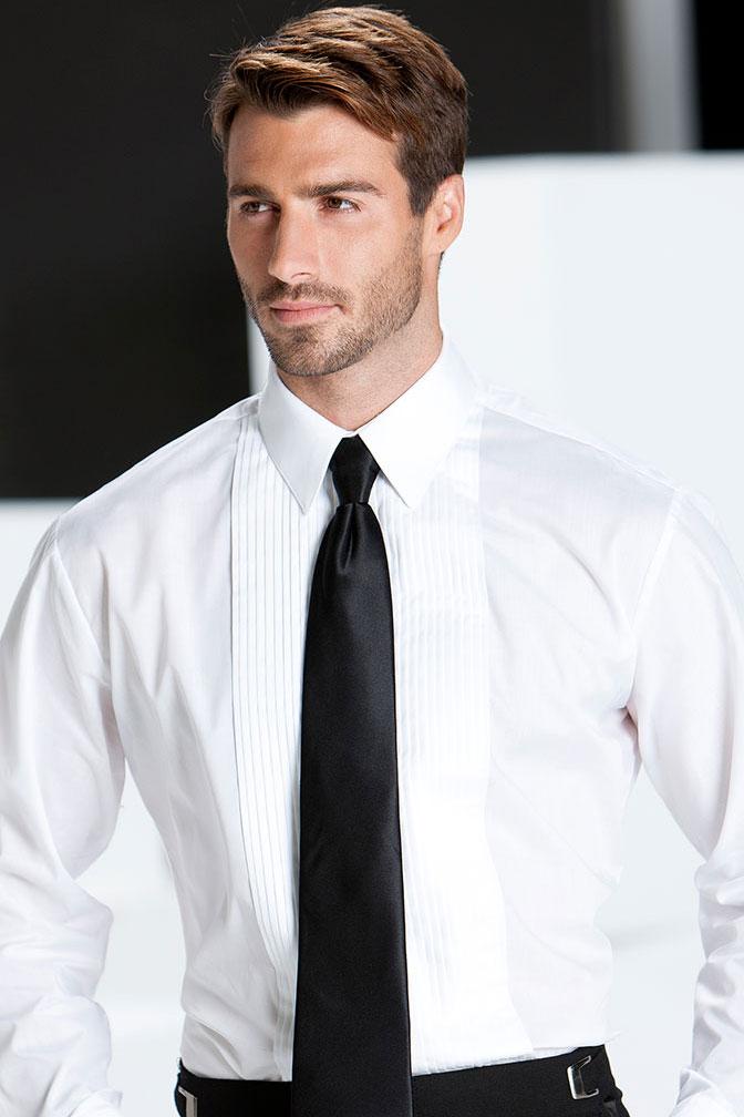 Marco White Pleated Laydown Tuxedo Shirt Classic Collection
