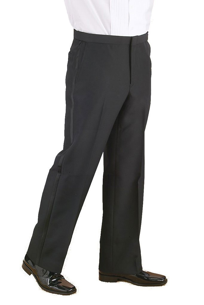 Michael Black Polyester Plain Front Tuxedo Pants Classic Collection