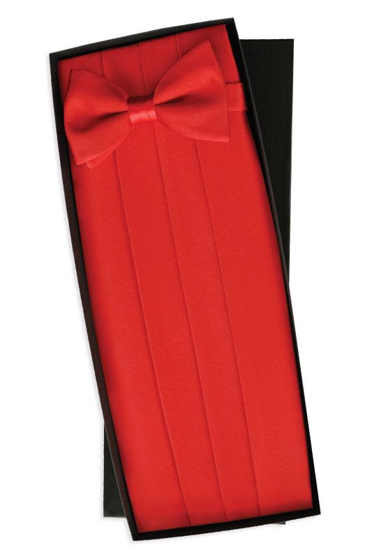 Red Silk Cummerbund & Bow Tie Set Classic Collection