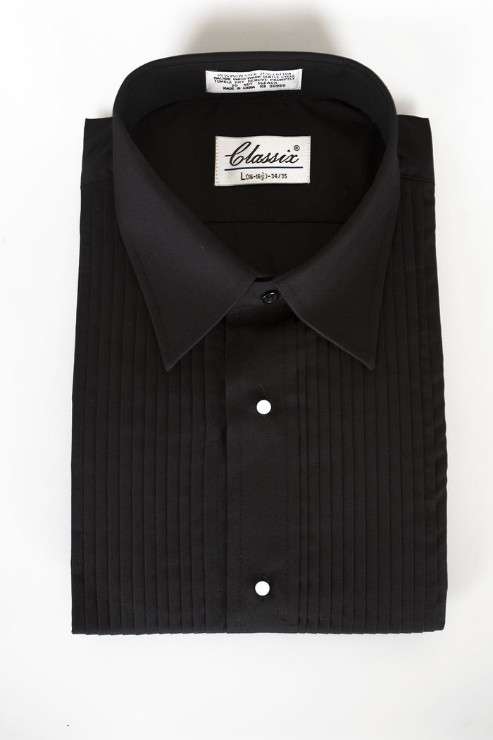 Simon Black Pleated Laydown Tuxedo Shirt Classic Collection