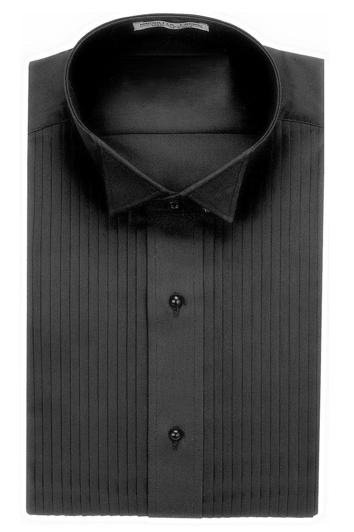 Thadeus Black Pleated Wingtip Tuxedo Shirt Classic Collection