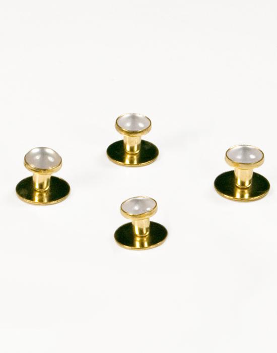 White Enamel Inset with Gold Setting Studs Set - Classic Collection