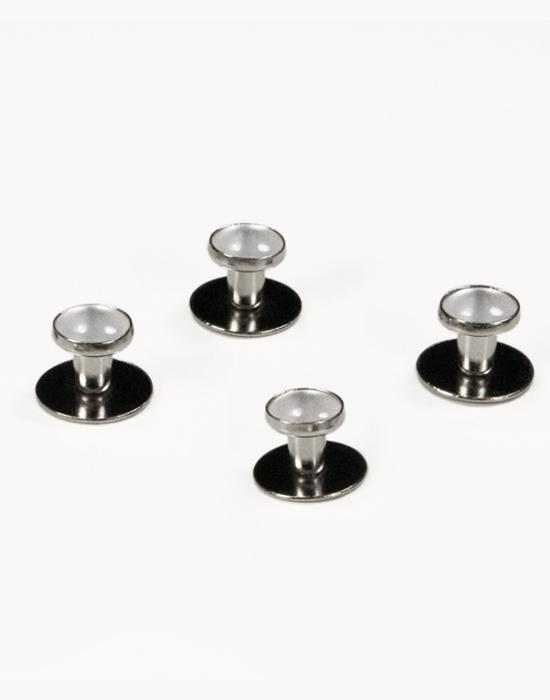 White Enamel Inset with Silver Setting Studs Set Classic Collection