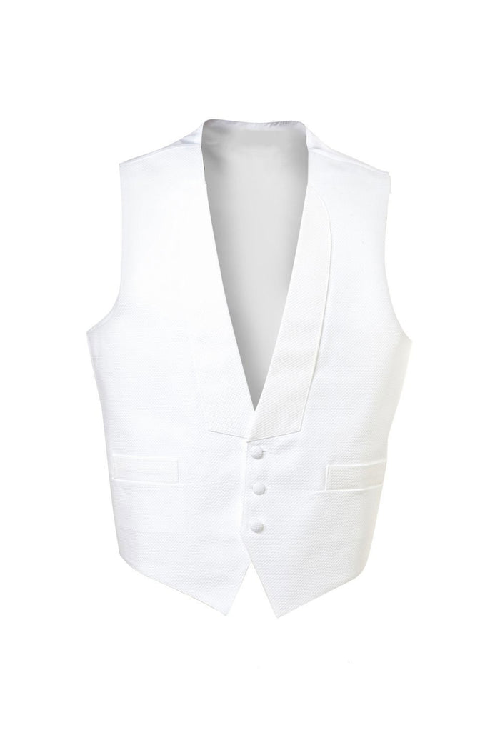 White Pique Full Back Tuxedo Vest Classic Collection