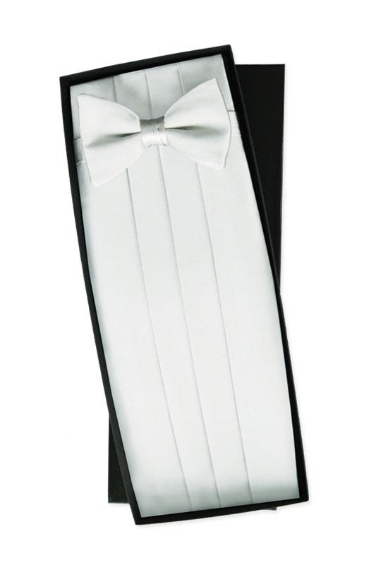 White Silk Cummerbund & Bow Tie Set Classic Collection
