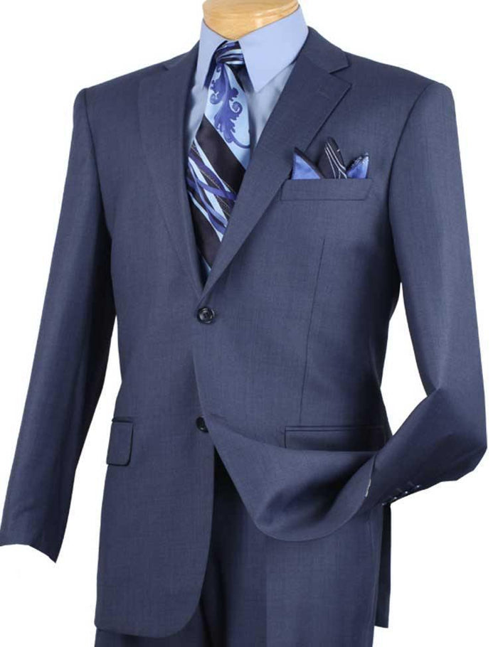 Classic Fit Sharkskin 2 Piece Suit Color Blue by Vinci