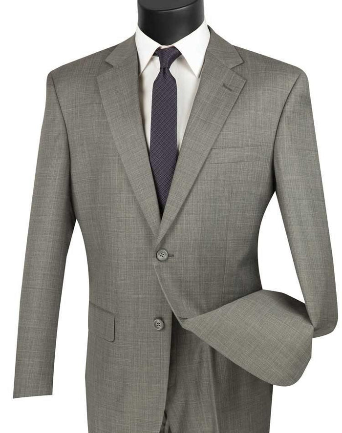 Classic Fit Sharkskin 2 Piece Suit Color Gray by Vinci