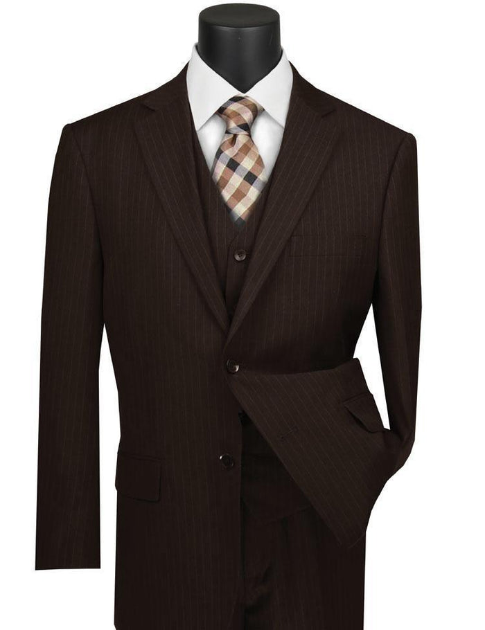 Classic Fit Tone on Tone Pinstripe Suit Color Brown Vinci