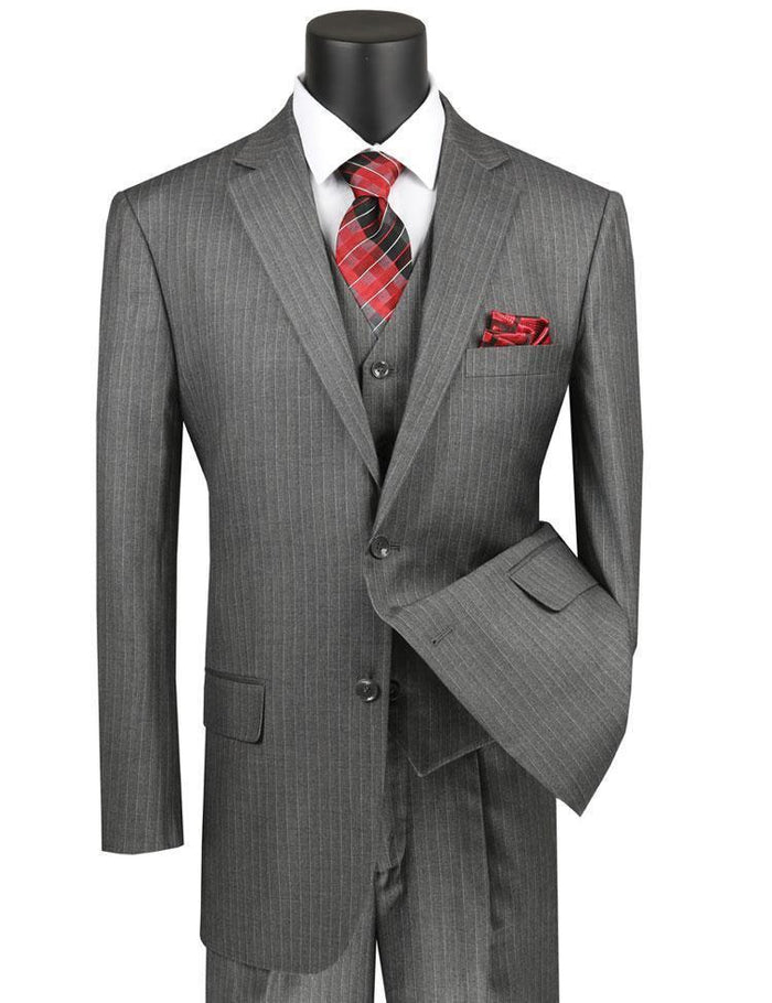 Classic Fit Tone on Tone Pinstripe Suit Color Grey by Vinci