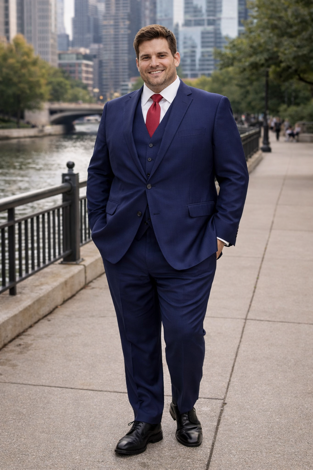 Mens Mantoni Solid Navy Suit – Classic 2 Piece Navy Blue Suit for Wedding, Business & Formal Wear