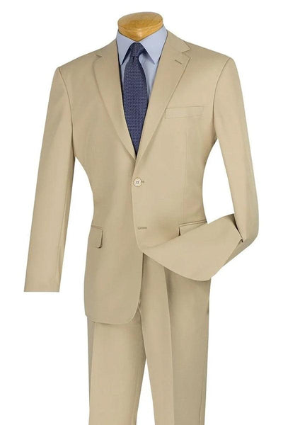 Classic Tan Apollo King 2-Button Modern Fit Poplin Suit - Elegant Mensattire