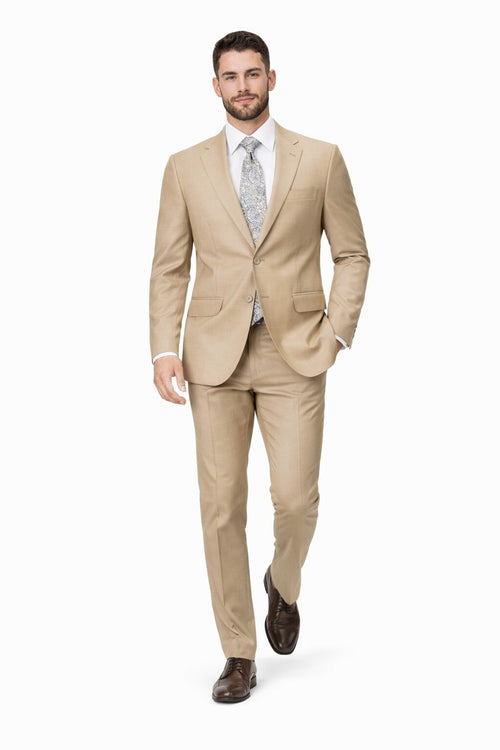 Mens Tiglio Tan Slim Fit Wool Suit – Modern Two-Piece Tailored Suit
