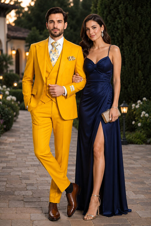 Rossi Man ELI RM103 Bold Yellow 3-Piece Suit - Men’s Formalwear by USA Men's Outlet