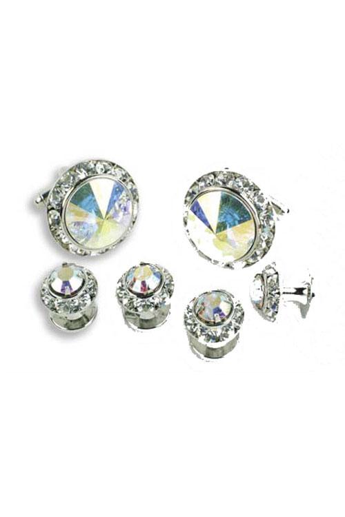 Prism Crystal Rhinestones Border Studs and Cufflinks Set by Classix