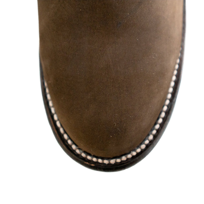 Los Altos Men's Toe Charro Short Boots Oval Nobuck Dark Tabacco - Nobuck Dark Tabacco