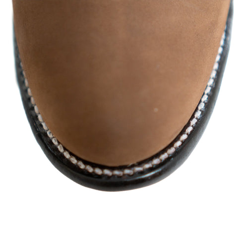 Los Altos Men's Toe Charro Short Boots Oval Nobuck Taupe - Nobuck Taupe