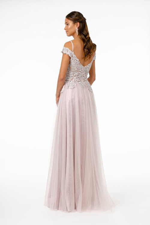 Cold Shoulder Mesh Evening Gown by Elizabeth KGL2953