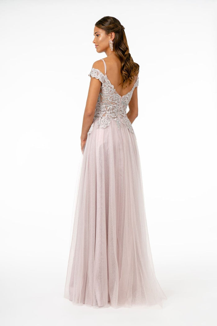 Cold Shoulder Mesh Evening Gown by Elizabeth KGL2953