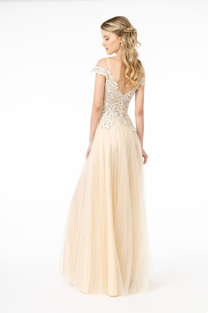 Cold Shoulder Mesh Evening Gown by Elizabeth KGL2953