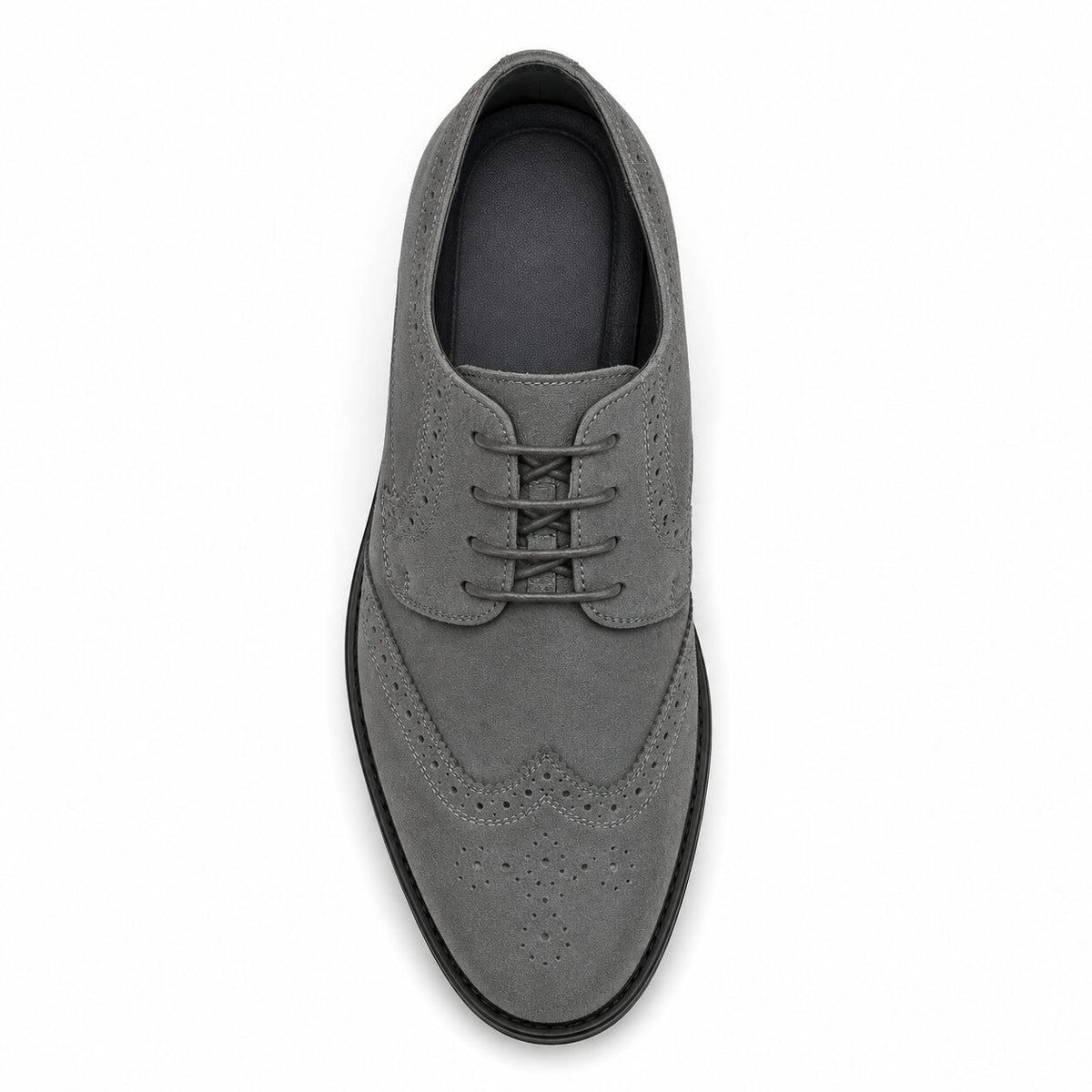 Polished Product Title: Bravo Men's Grey Vegan Suede Wingtip Dress Shoe for Weddings & Proms